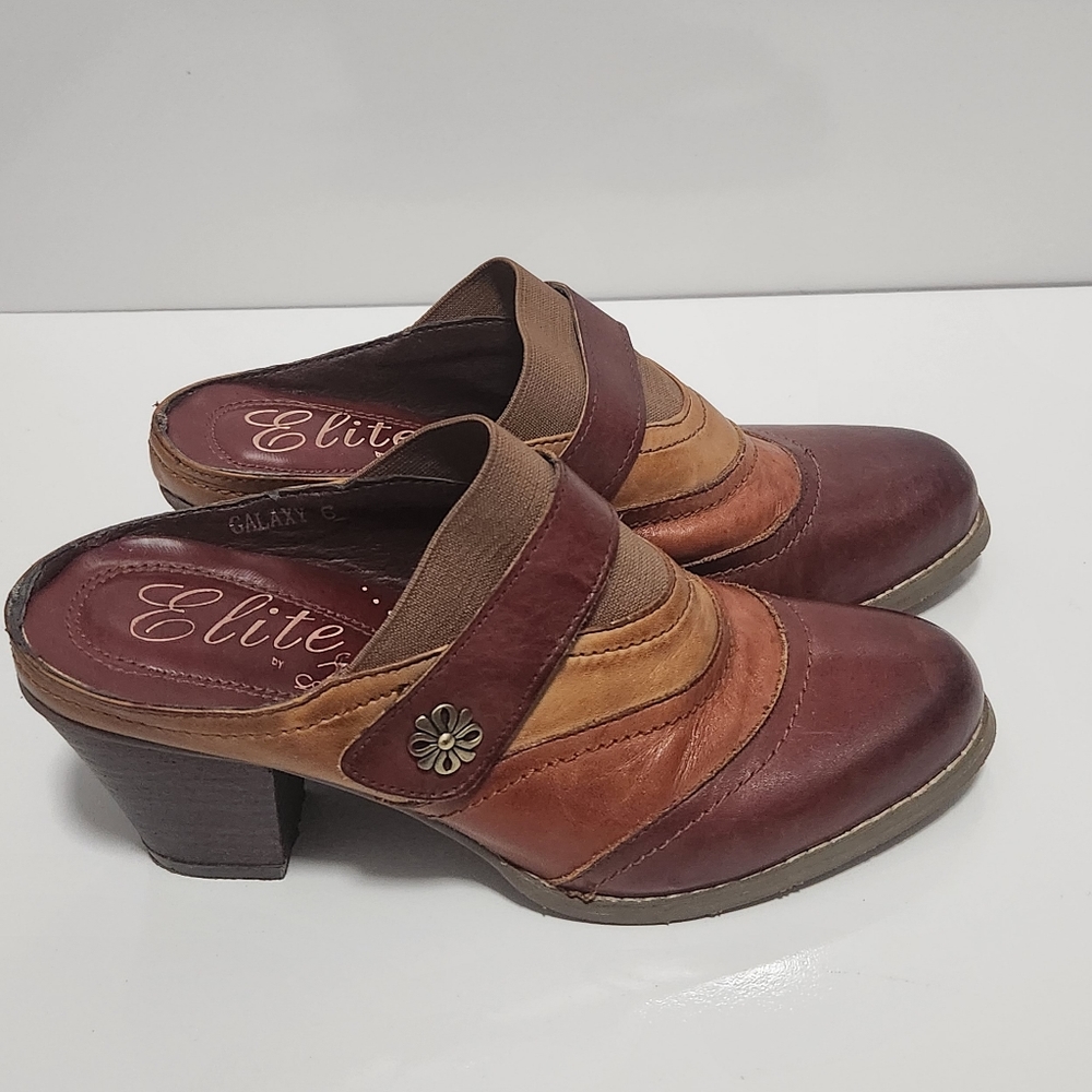 Corkys Elite Galaxy Brown Multi Women's Leather Mule Size 6